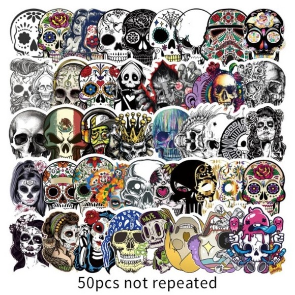 50 Piece Set of Sugar Skulls Day Of The Dead Stickers NWOT - Picture 1 of 2